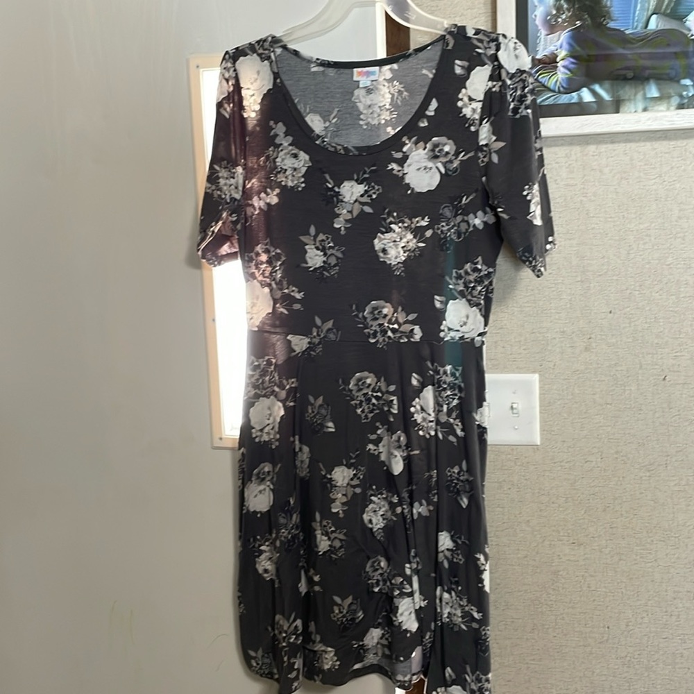 LuLaRoe Black and White Floral Midi Dress
